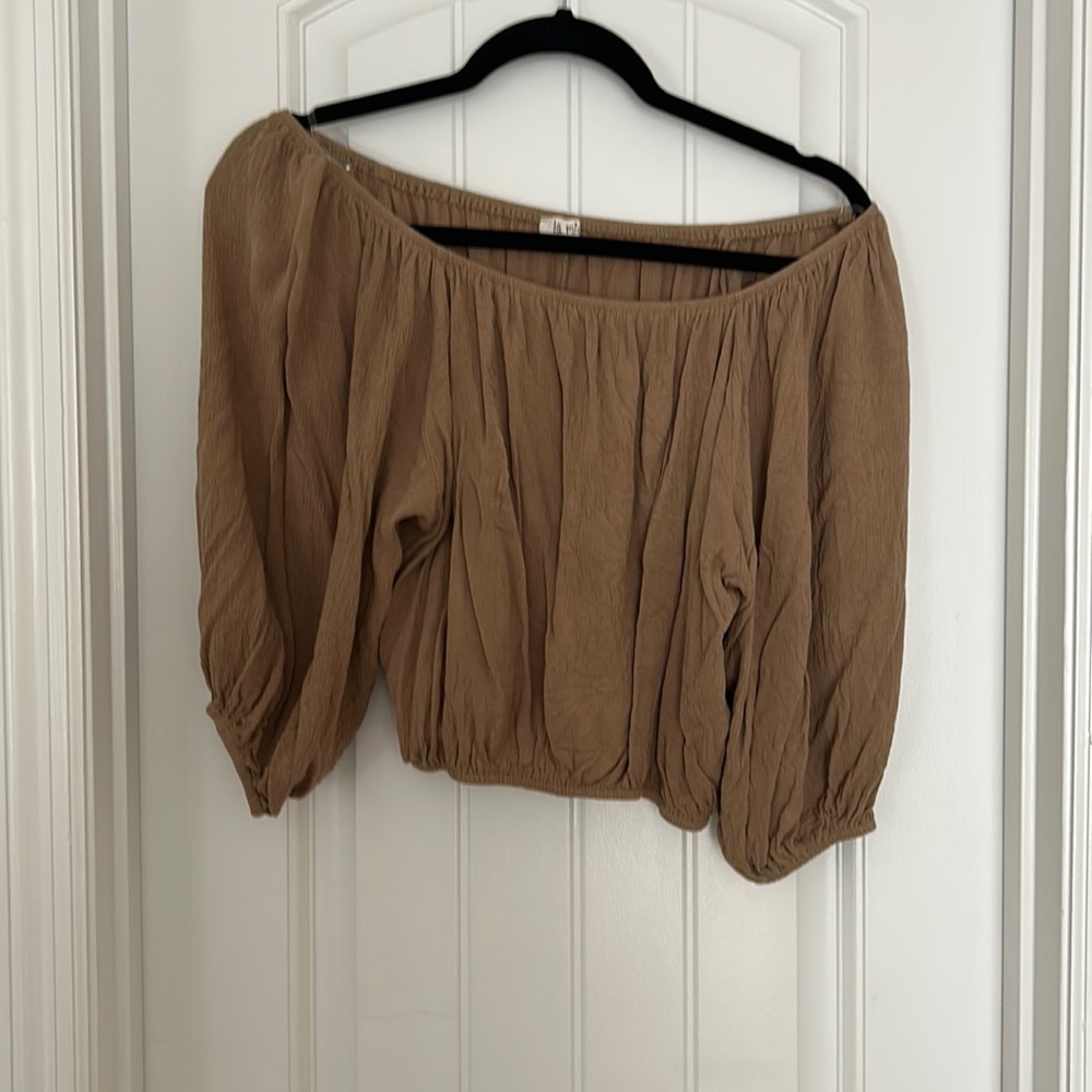 Off the Shoulder Beige Crop Blouse